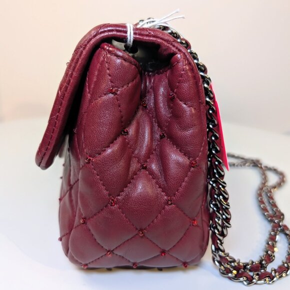 Chanel Burgundy Crystal Embellished Rectangular Classic Mini Flap Bag - Picture 5 of 16